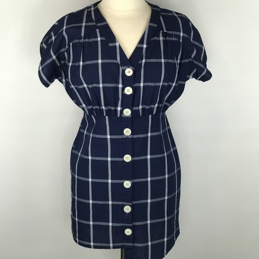 Zara Basic Grid Short Sleeve Button Up Dress New with Tags (NWT)